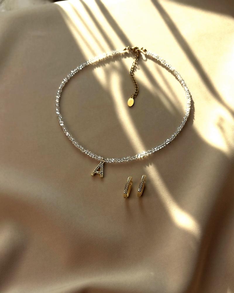 Чокер з прозорого кришталю з Вашою літерою, фото 2
