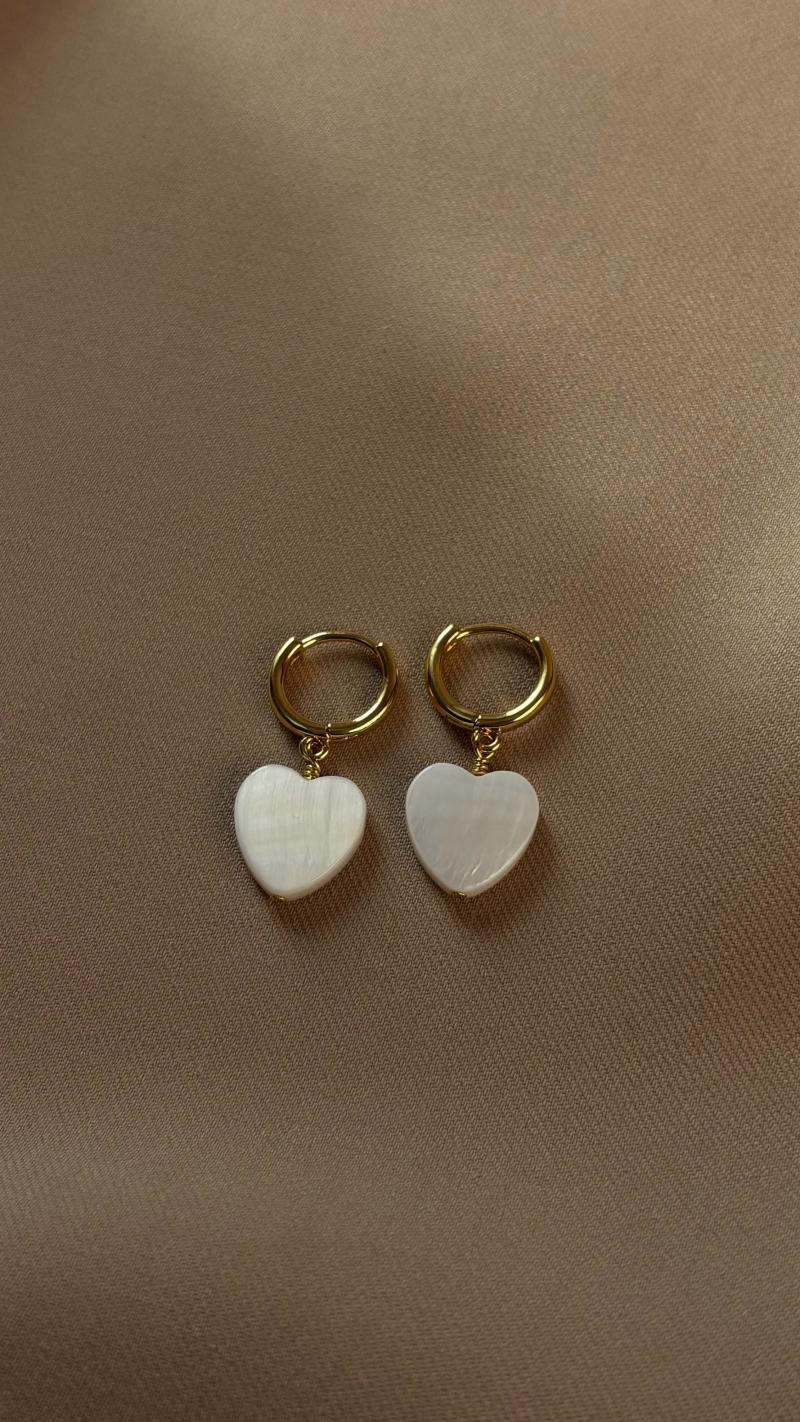 Сережки серця з натуральним перламутром